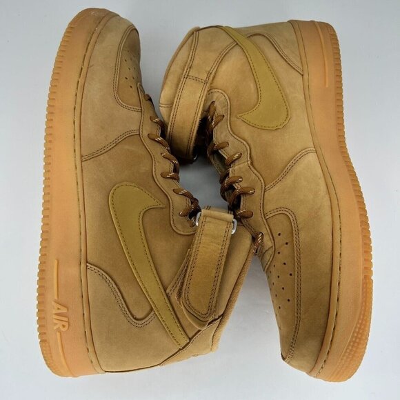 Nike Mens DJ9158-200 Tan Air Force 1 '07 Mid Flax Wheat Gum Size 15 Sneakers - Picture 6 of 9